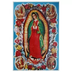 Virgen de Guadalupe con Rosas Imagen en Azulejo