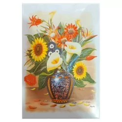 Imagen de Jarrón con Flores Decorado para cocina Azulejos