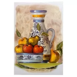 Imagen Bodegón Jarrón con frutas en azulejo blanco