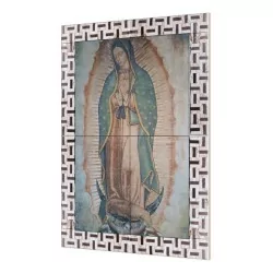 Virgen de Guadalupe con Cenefa Beige y Dorada 44x64 cm