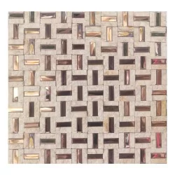 Malla decorativa mármol beige y decorados dorados 30x30 cm
