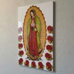 Virgen de Guadalupe Modelo Rosas en Azulejo