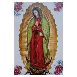 Virgen de Guadalupe Modelo Rosas en Azulejo