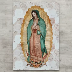 Virgen de Guadalupe Rosas Imagen en Azulejo 35x50 cm