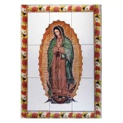 Mural de la Virgen de Guadalupe con cenefas