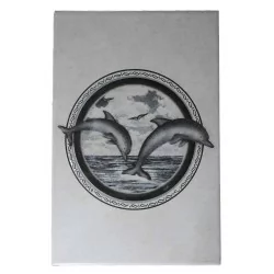 Imagen de delfines en azulejo gris 20x30cm - 