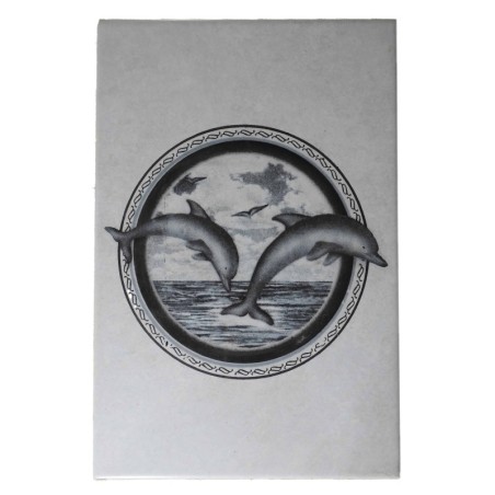 Imagen de delfines en azulejo gris 20x30cm Miraflores