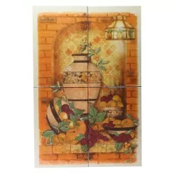 Mural de azulejo para cocina jarron con frutas 40x60cm - 