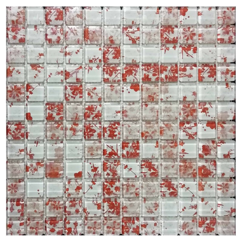 Malla decorativa de vidrio Diseño Flores 30x30 cm Alcesa